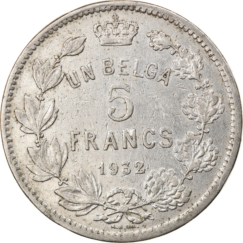 Moneta, Belgio, 5 Francs, 5 Frank, 1932, MB+, Nichel, KM:97.1