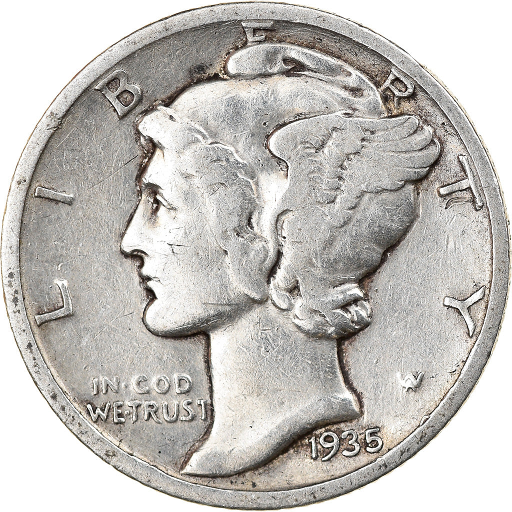 Moneta, Stati Uniti, Mercury Dime, Dime, 1935, U.S. Mint, Philadelphia, MB+
