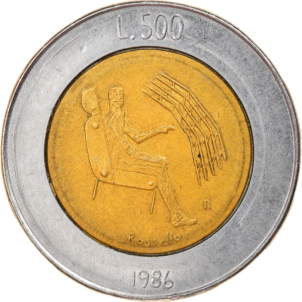 Moeda, San Marino, 500 Lire, 1986, Rome, VF(30-35), Bimetálico, KM:195