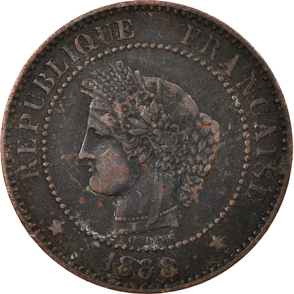 Munten, Frankrijk, Cérès, 2 Centimes, 1888, Paris, FR+, Bronze, KM:827.1