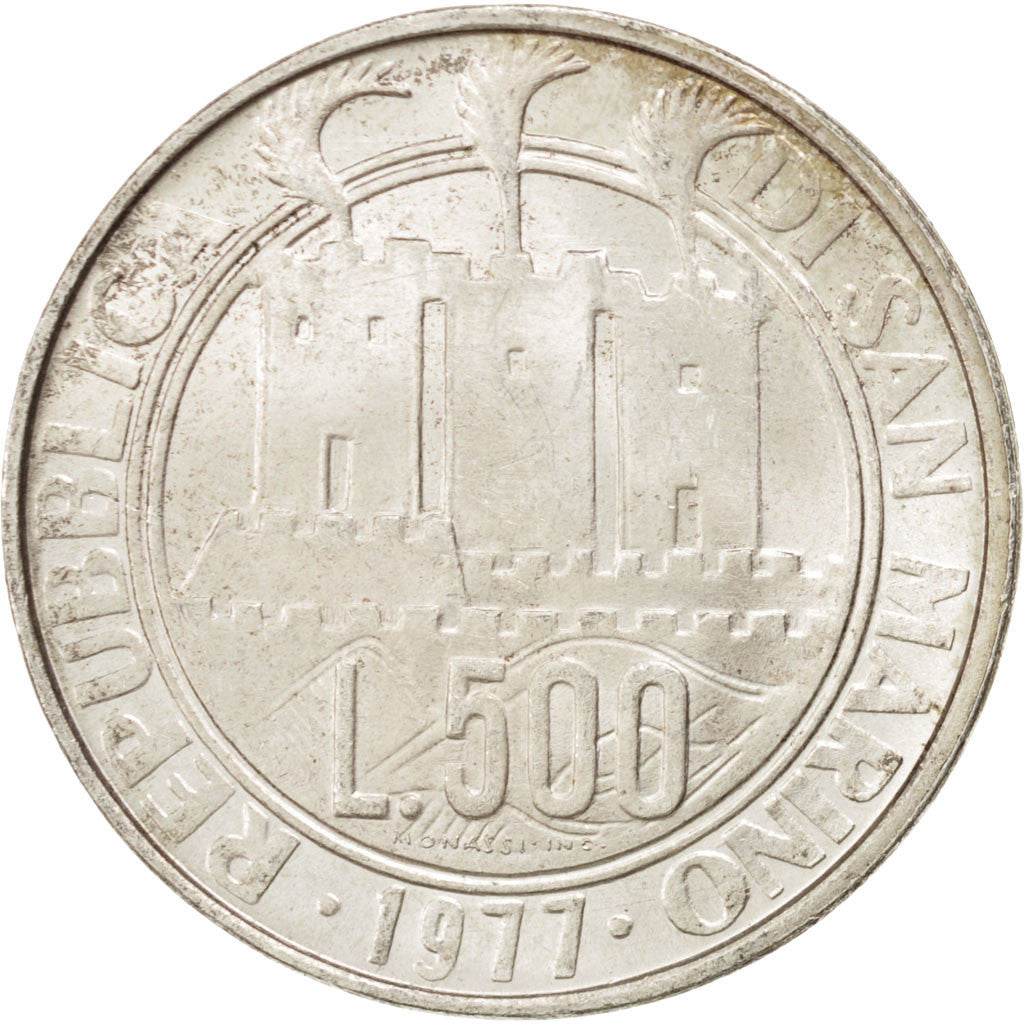 Coin, San Marino, 500 Lire, 1977, MS(63), Silver, KM:71