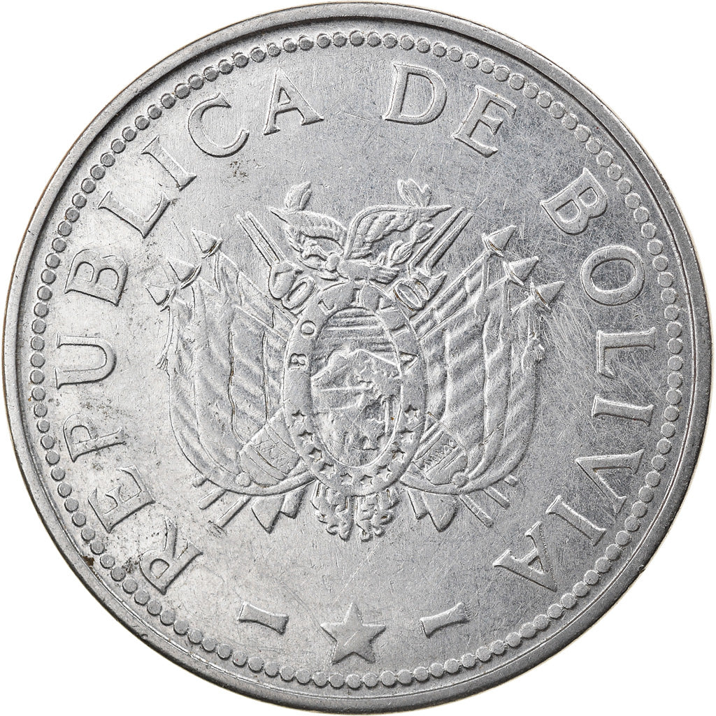 Coin, Bolivia, Boliviano, 2008, AU(55-58), Stainless Steel, KM:205