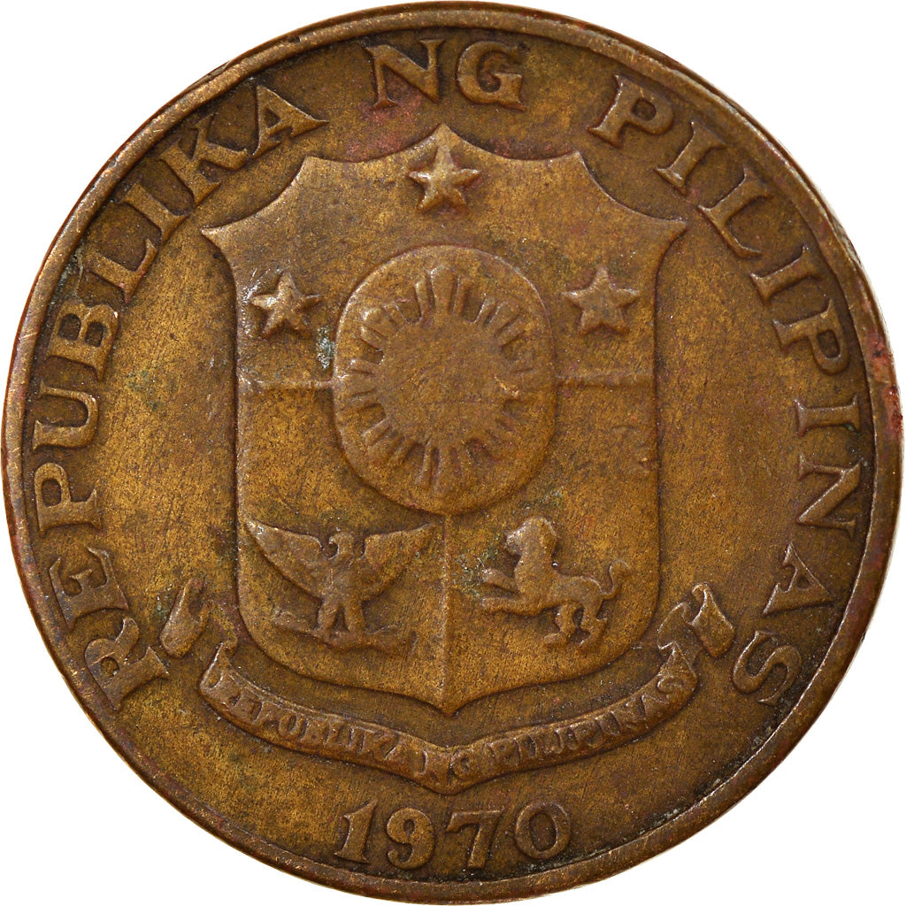 Moeda, Filipinas, 5 Sentimos, 1970, VF(30-35), Latão, KM:197
