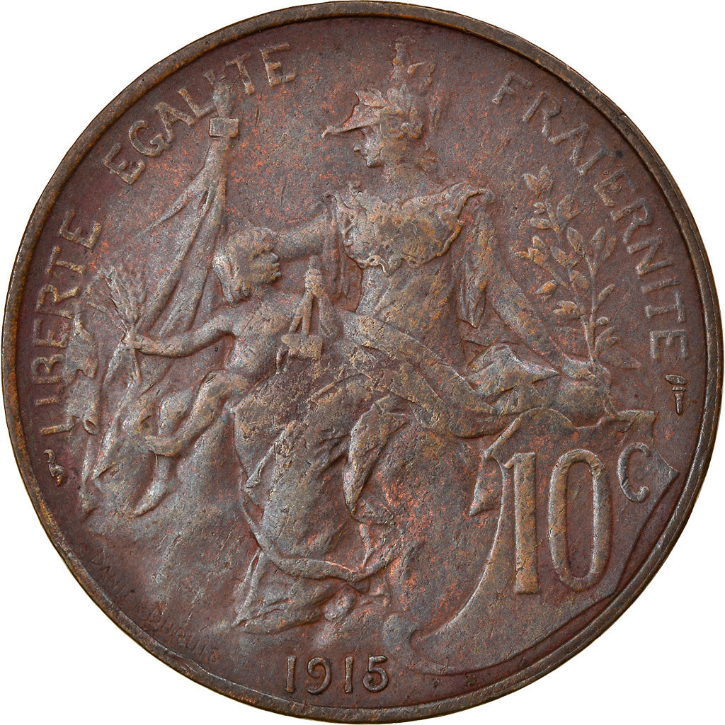 Monnaie, France, Dupuis, 10 Centimes, 1915, Paris, TB+, Bronze, Gadoury:277