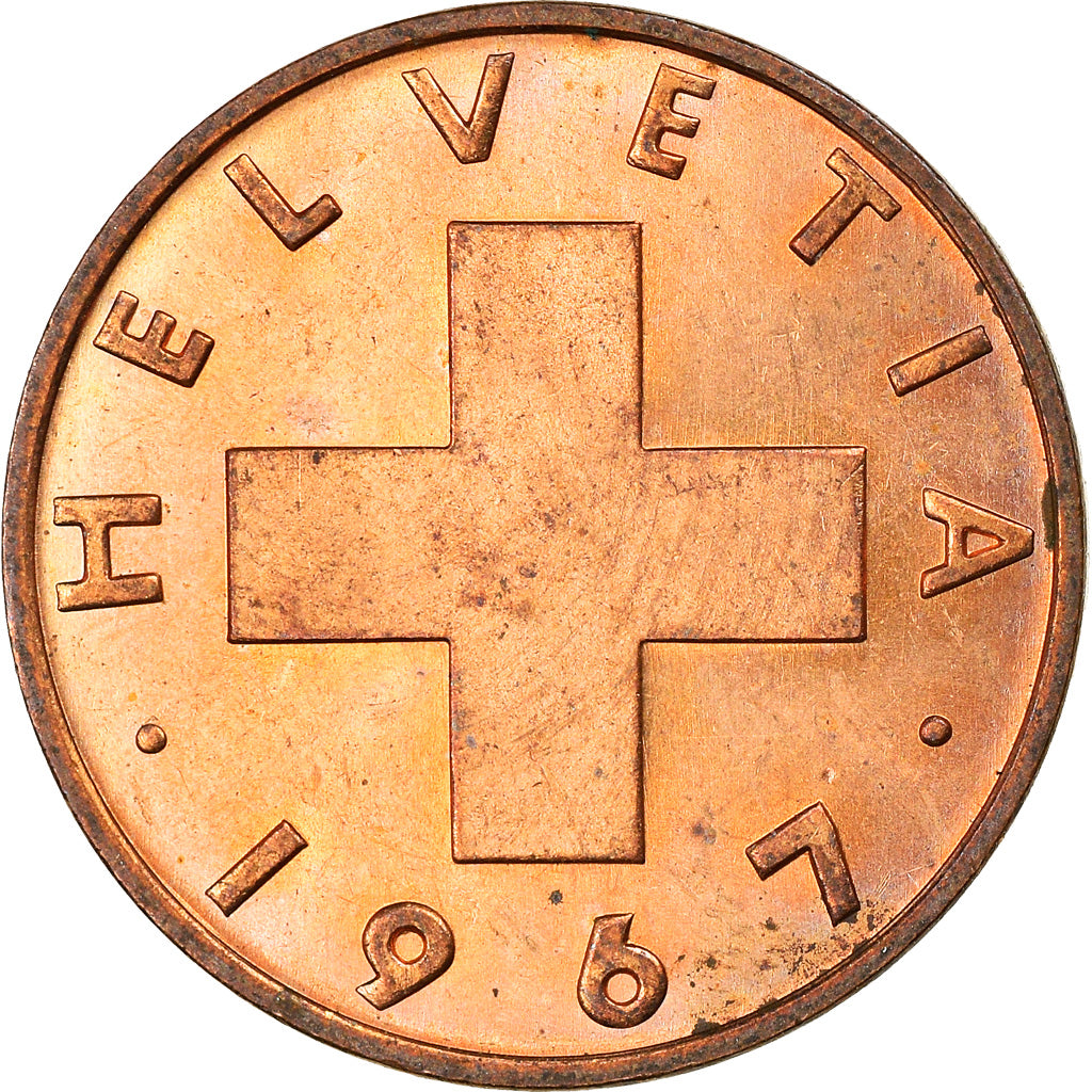 Münze, Schweiz, 2 Rappen, 1967, Bern, SS, Bronze, KM:47
