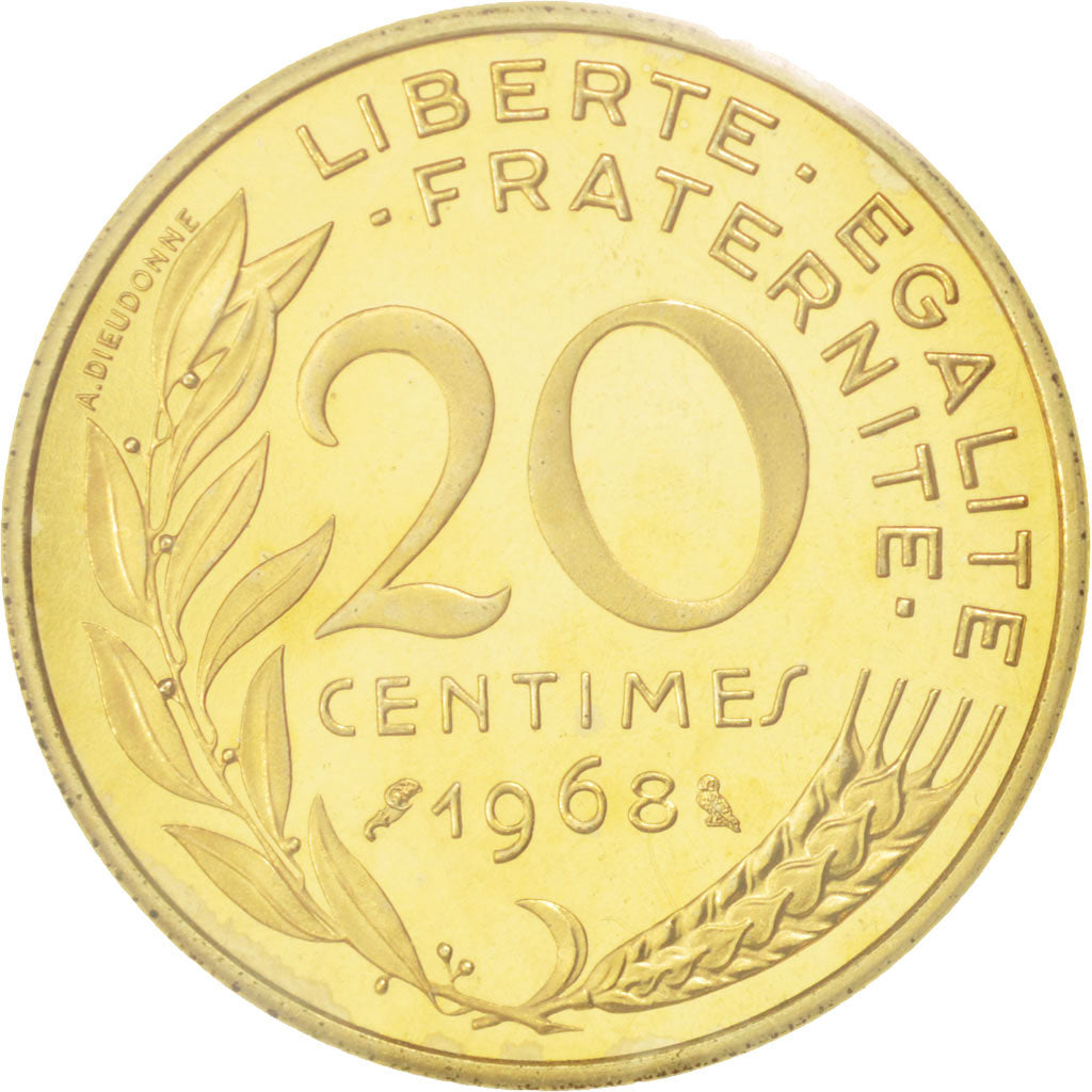 Monnaie, France, 20 Centimes, 1968, FDC, Aluminum-Bronze, KM:P395, Gadoury:56.P1
