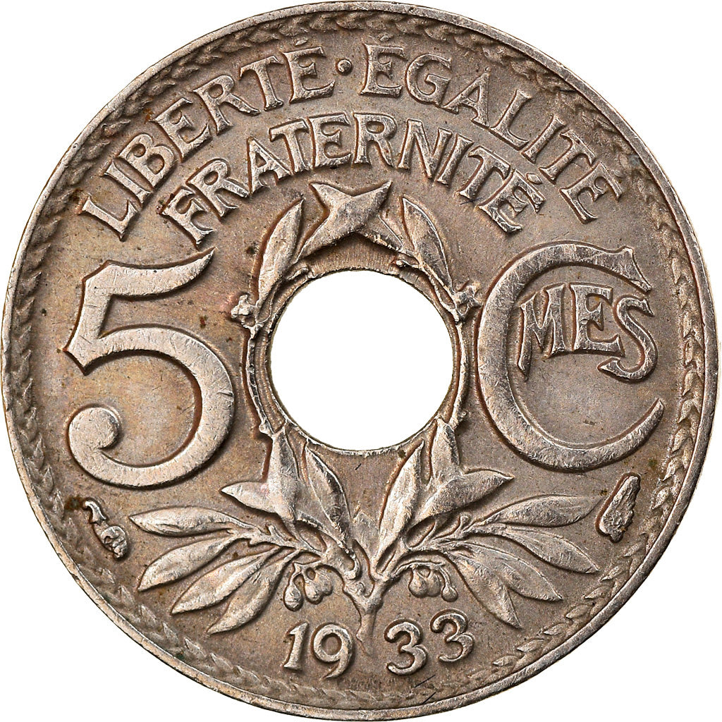 Münze, Frankreich, Lindauer, 5 Centimes, 1933, Paris, SS, Copper-nickel