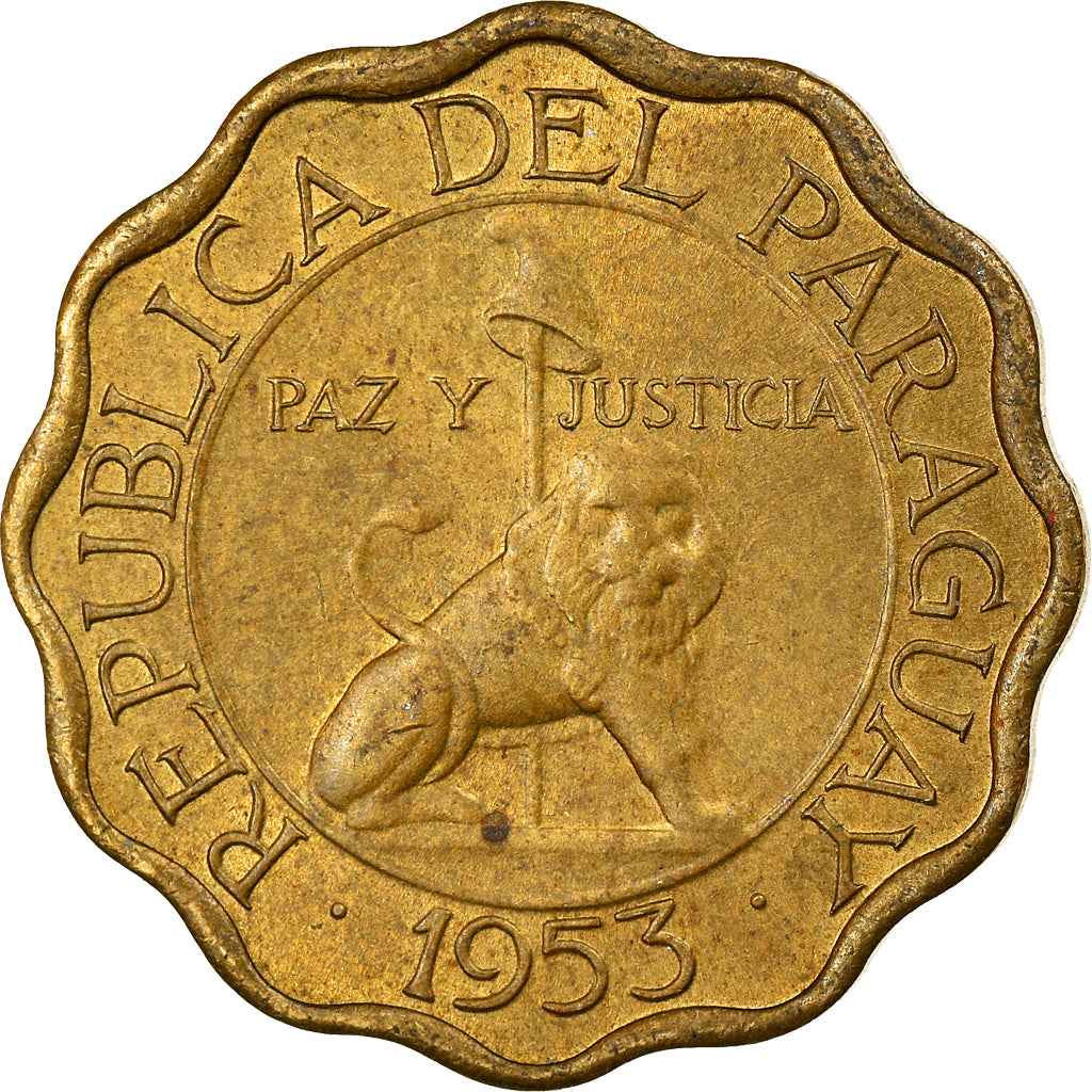 Coin, Paraguay, 10 Centimos, 1953, EF(40-45), Aluminum-Bronze, KM:25
