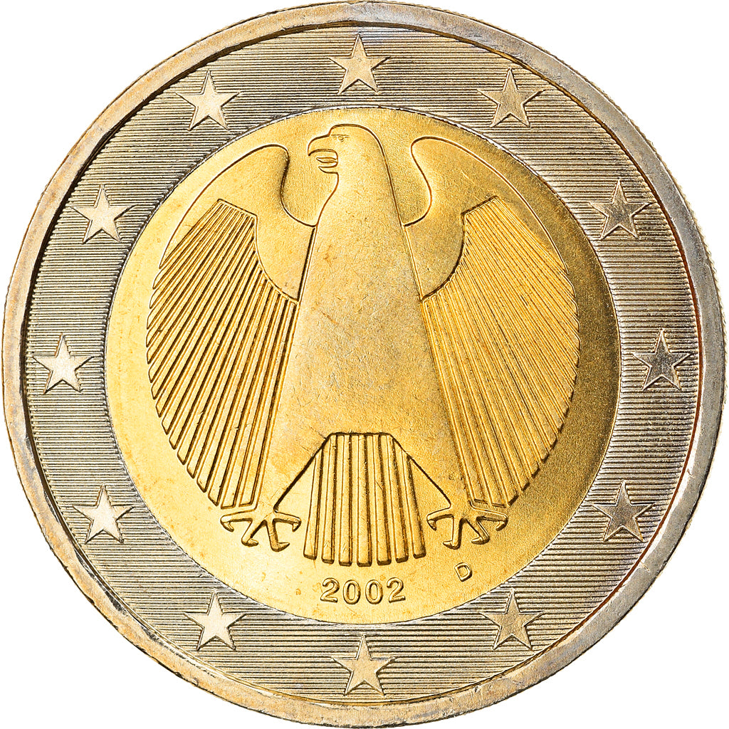 GERMANY - FEDERAL REPUBLIC, 2 Euro, 2002, Munich, MS(63), Bi-Metallic, KM:214