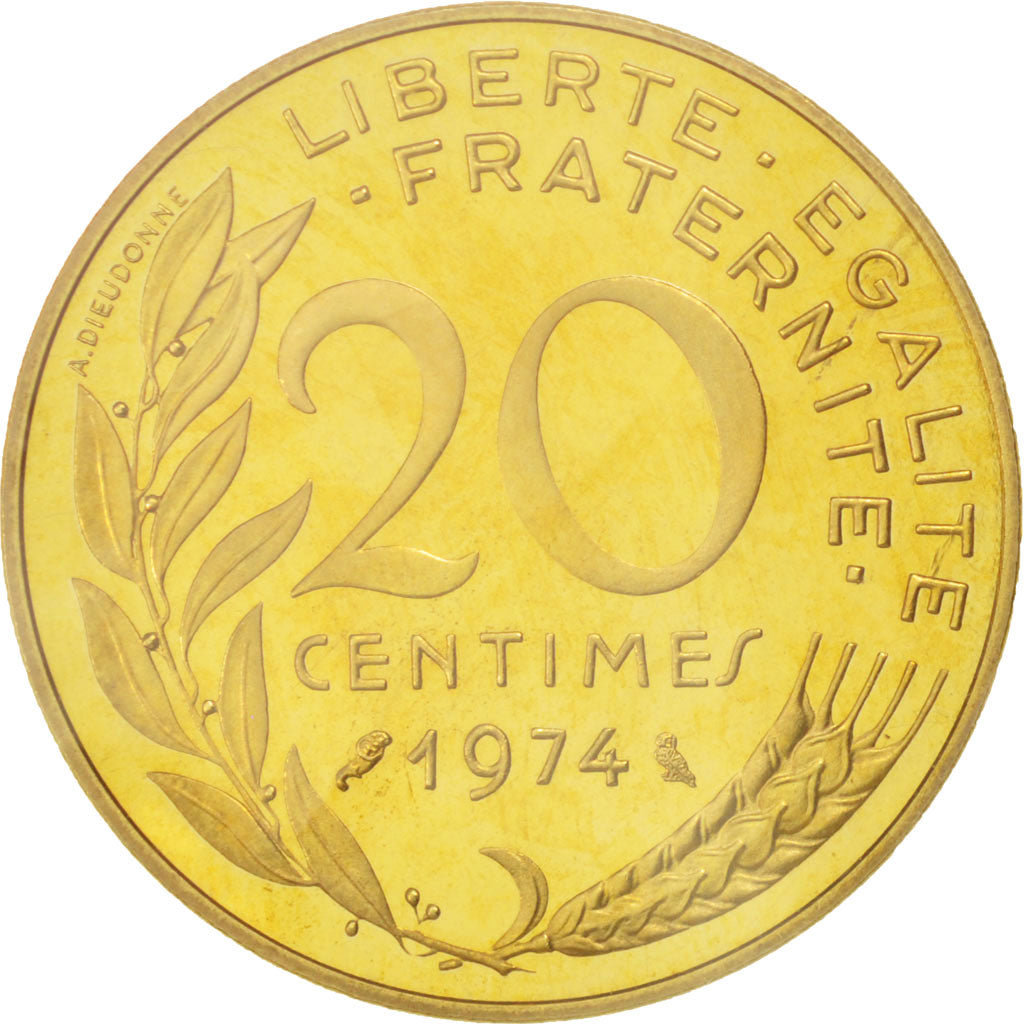 Münze, Frankreich, 20 Centimes, 1974, STGL, Aluminum-Bronze, KM:P494