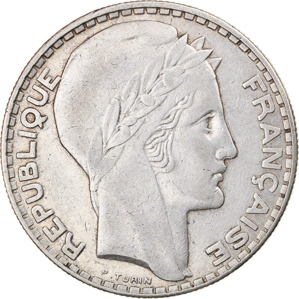 Moneda, Francia, Turin, 20 Francs, 1933, Paris, MBC, Plata, KM:879, Gadoury:852