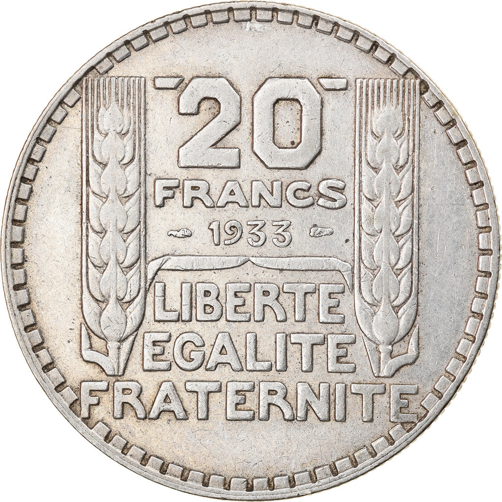 Moneda, Francia, Turin, 20 Francs, 1933, Paris, MBC, Plata, KM:879, Gadoury:852