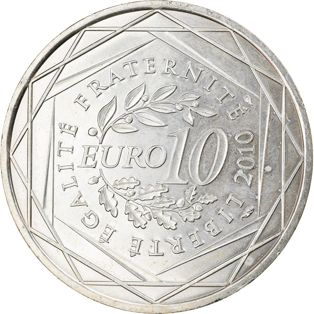 France, 10 Euro, Provence-Alpes-Cote d'Azur, 2010, Paris, AU(55-58), Silver