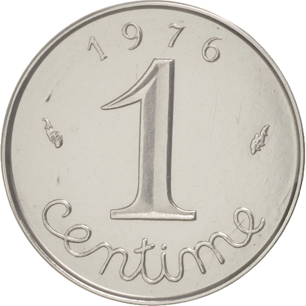 Munten, Frankrijk, Centime, 1976, FDC, Chrome-Steel, KM:P539, Gadoury:4.P1