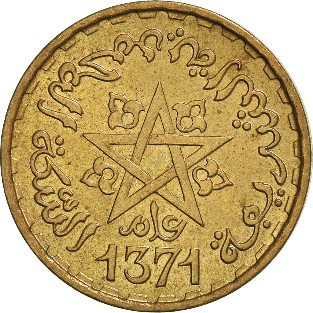 Moneta, Marocco, 10 Francs, 1371