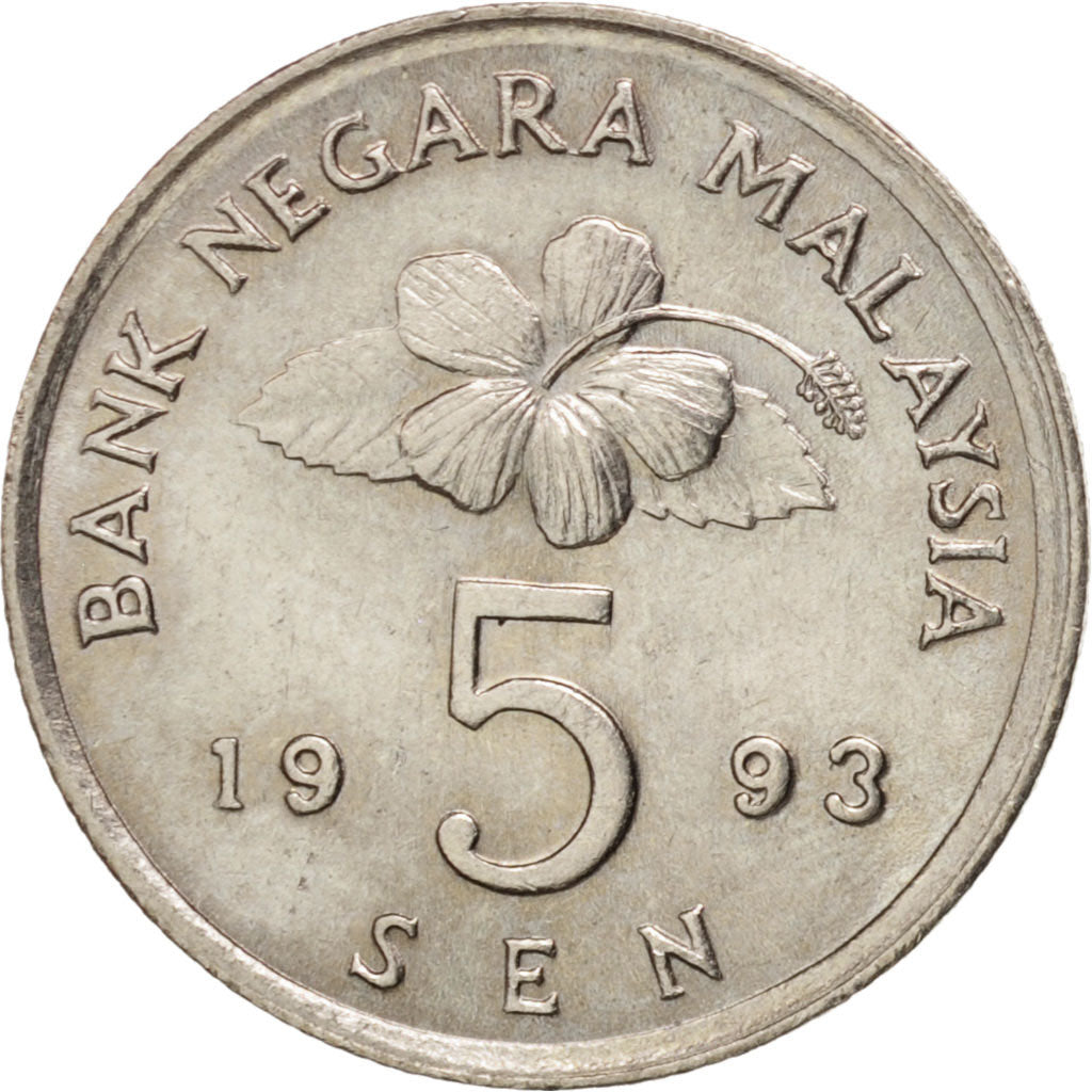 Moneta, Malesia, 5 Sen, 1993, SPL, Rame-nichel, KM:50