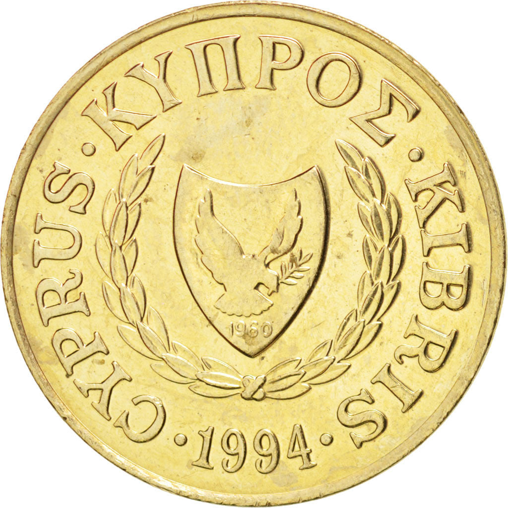 Coin, Cyprus, 5 Cents, 1994, MS(63), Nickel-brass, KM:55.3