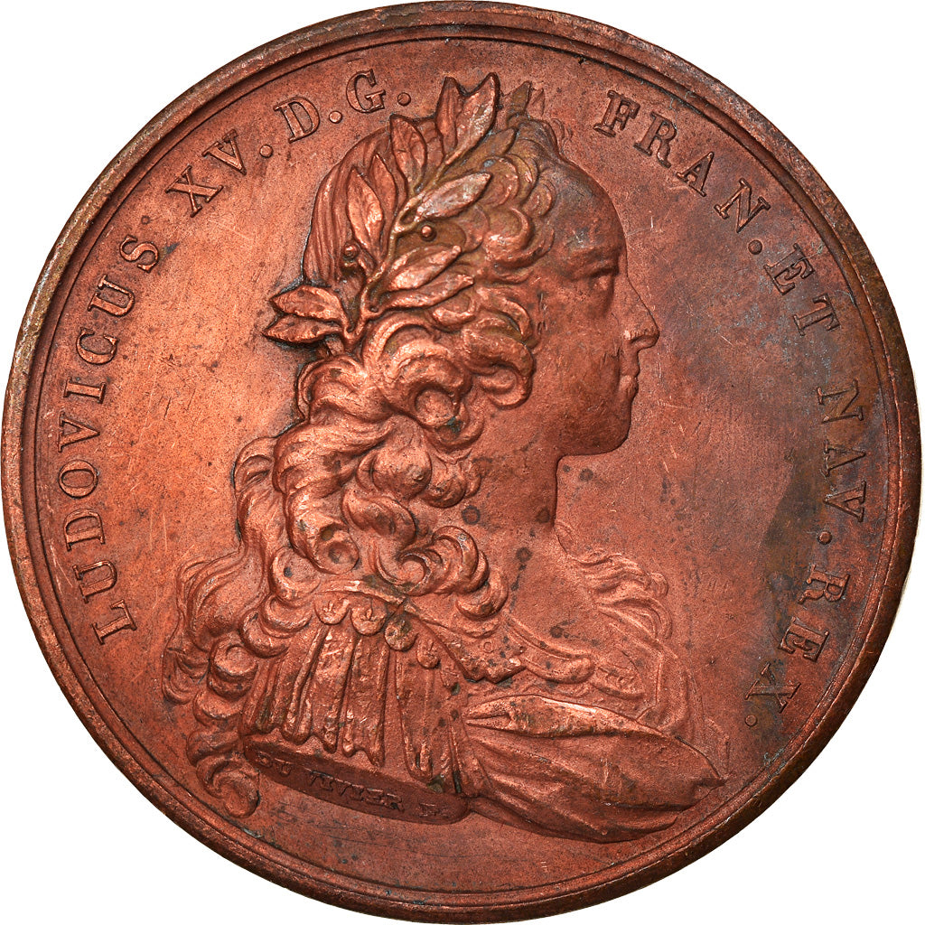 France, Medal, Louis XV, Rétablissement de la Ville de Rennes, History, 1723