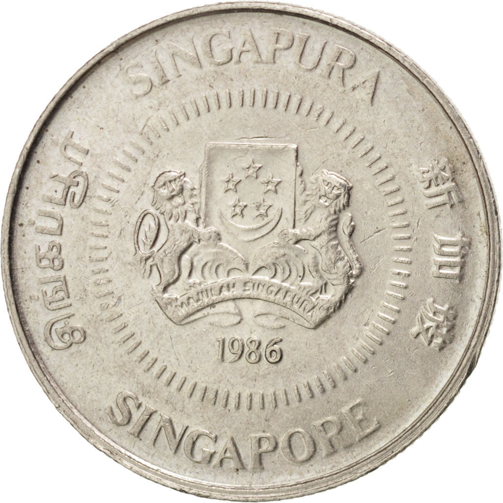 Coin, Singapore, 10 Cents, 1986, MS(63), Copper-nickel, KM:51