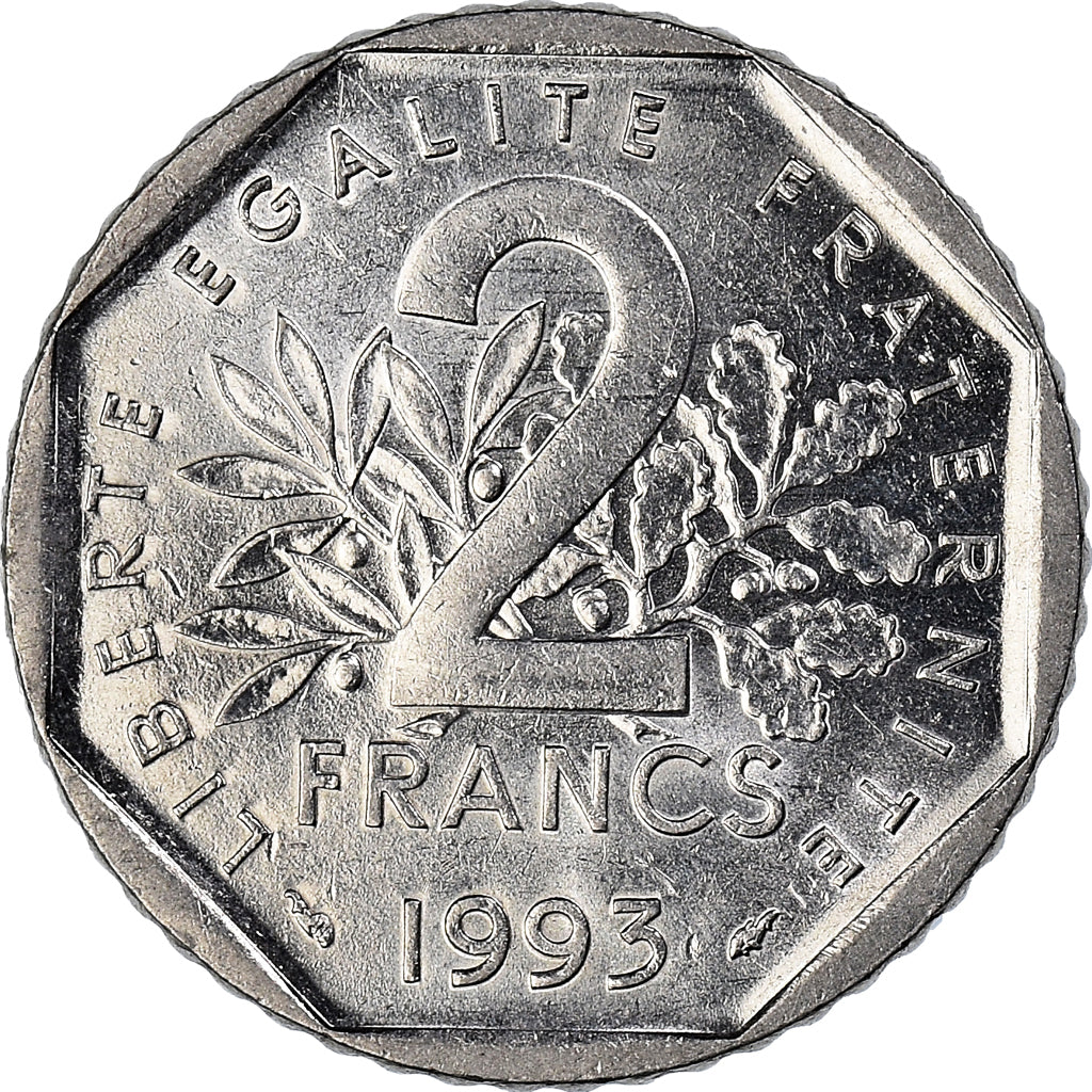Moneda, Francia, 2 Francs, 1993