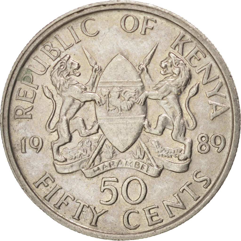Coin, Kenya, 50 Cents, 1989, MS(63), Copper-nickel, KM:19