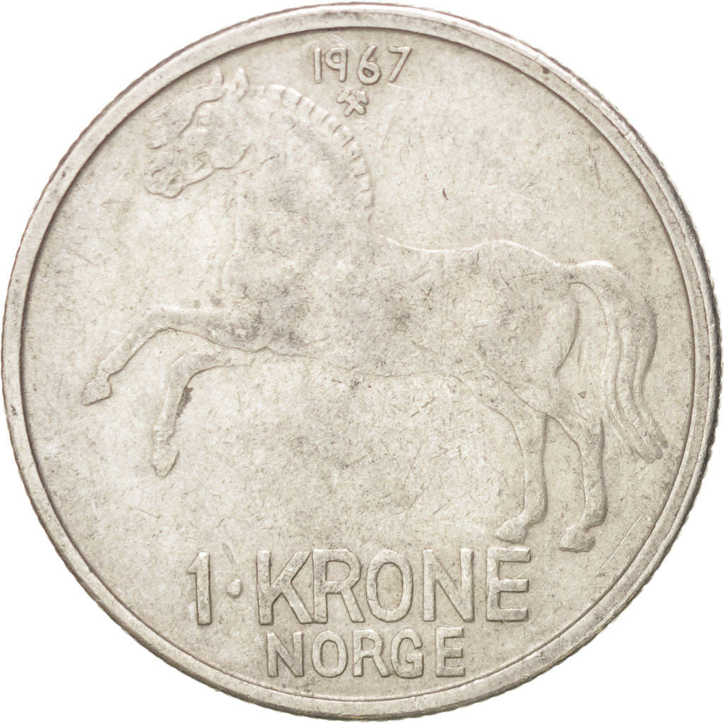 Coin, Norway, Olav V, Krone, 1967, EF(40-45), Copper-nickel, KM:409