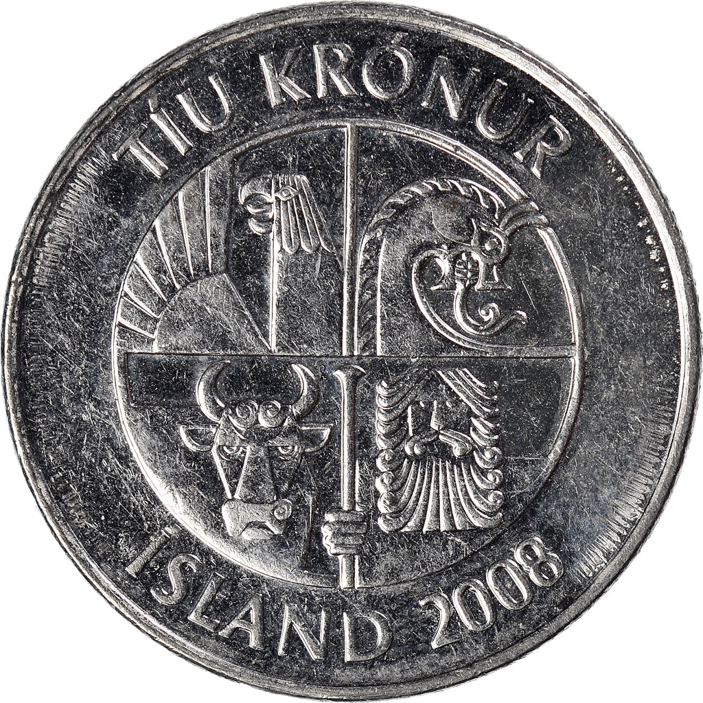 Munten, IJsland, 10 Kronur, 2008