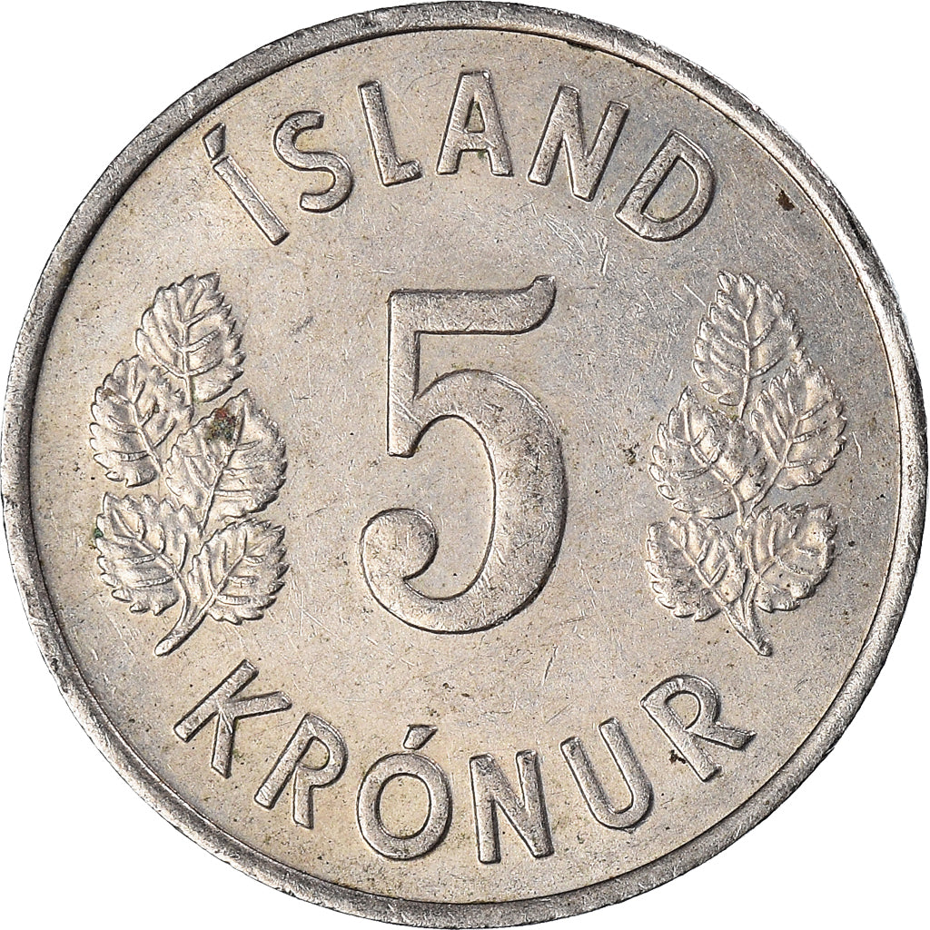 Munten, IJsland, 5 Kronur, 1969