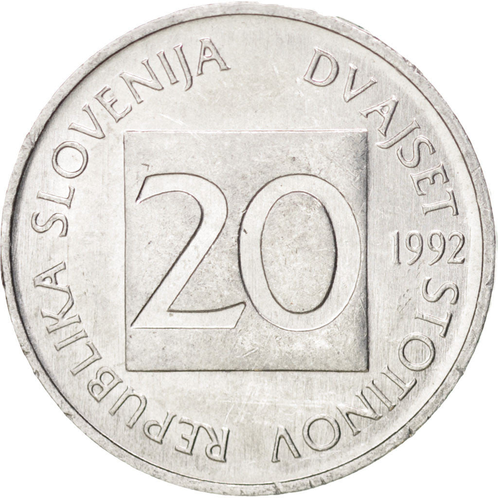 Moneta, Slovenia, 20 Stotinov, 1992, SPL, Alluminio, KM:8