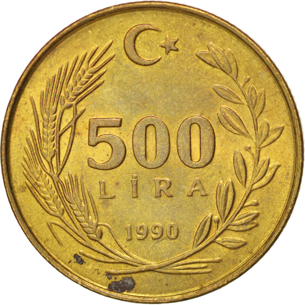 Moneta, Turchia, 500 Lira, 1990, SPL-, Alluminio-bronzo, KM:989