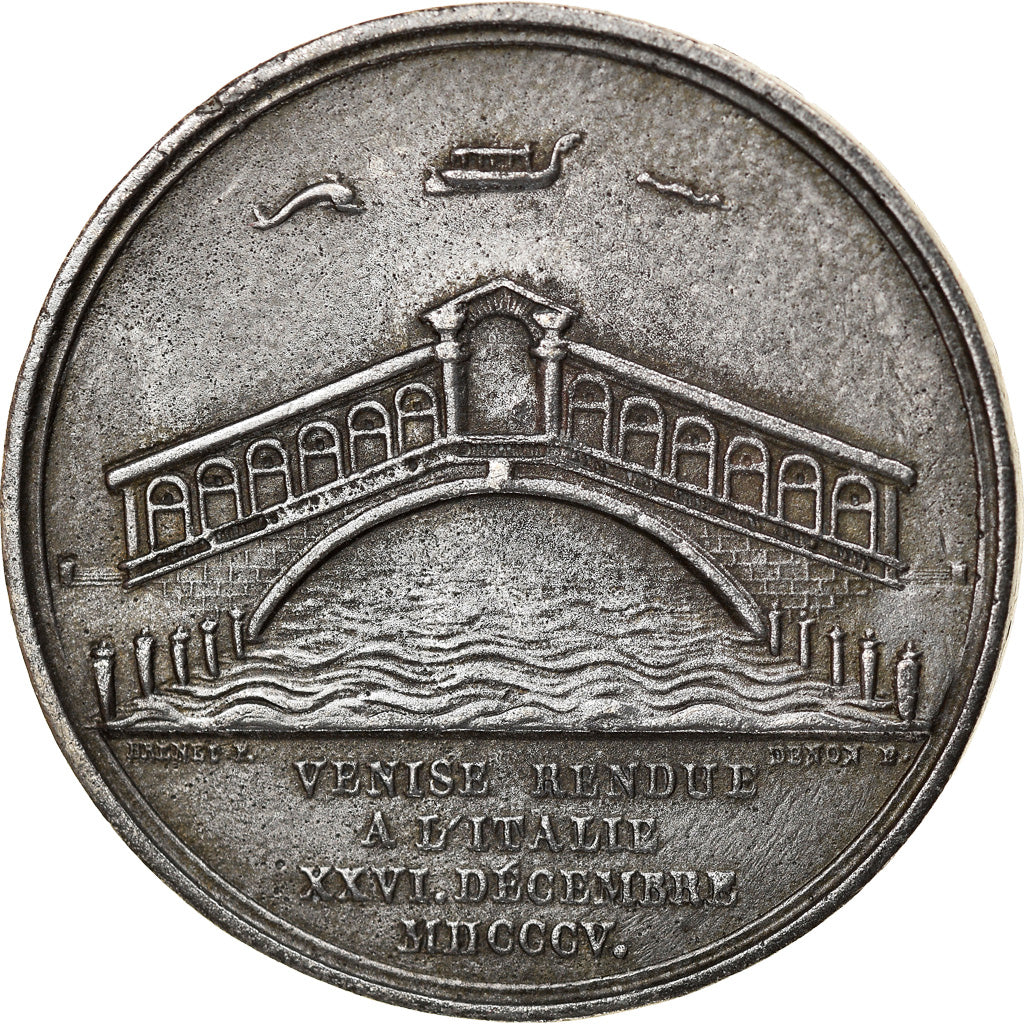 França, Medal, Napoléon Ier, Venise rendue à l'Italie, História, 1805, Droz