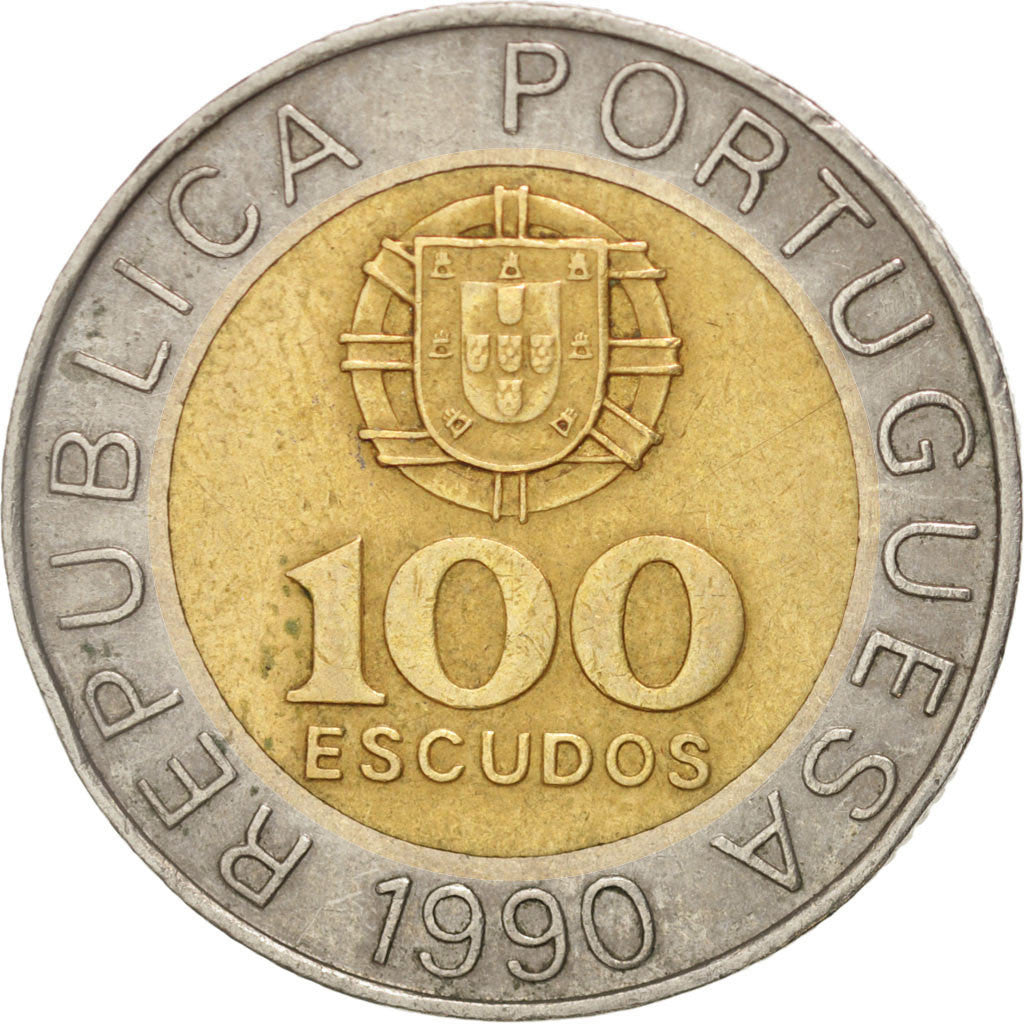 Coin, Portugal, 100 Escudos, 1990, EF(40-45), Bi-Metallic, KM:645.1