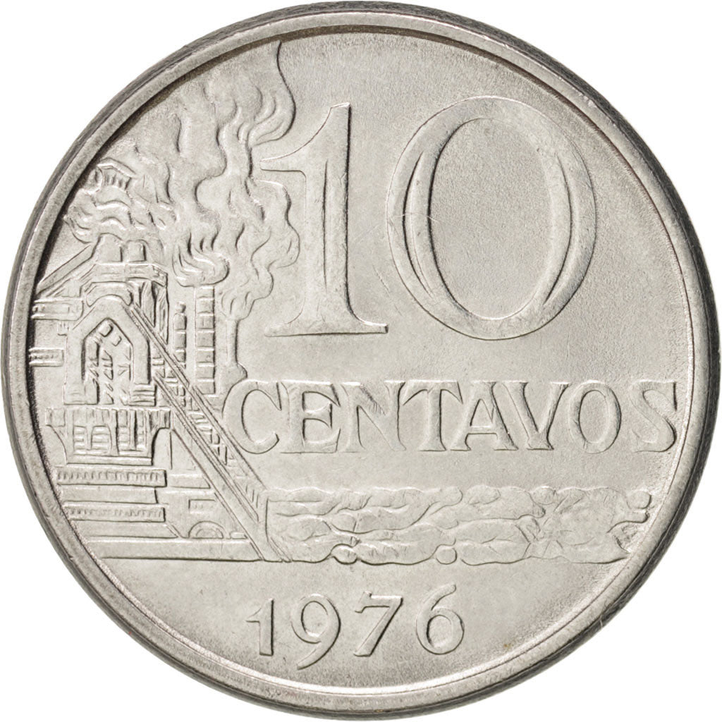 Moneta, Brasile, 10 Centavos, 1976, SPL, Acciaio inossidabile, KM:578.1a