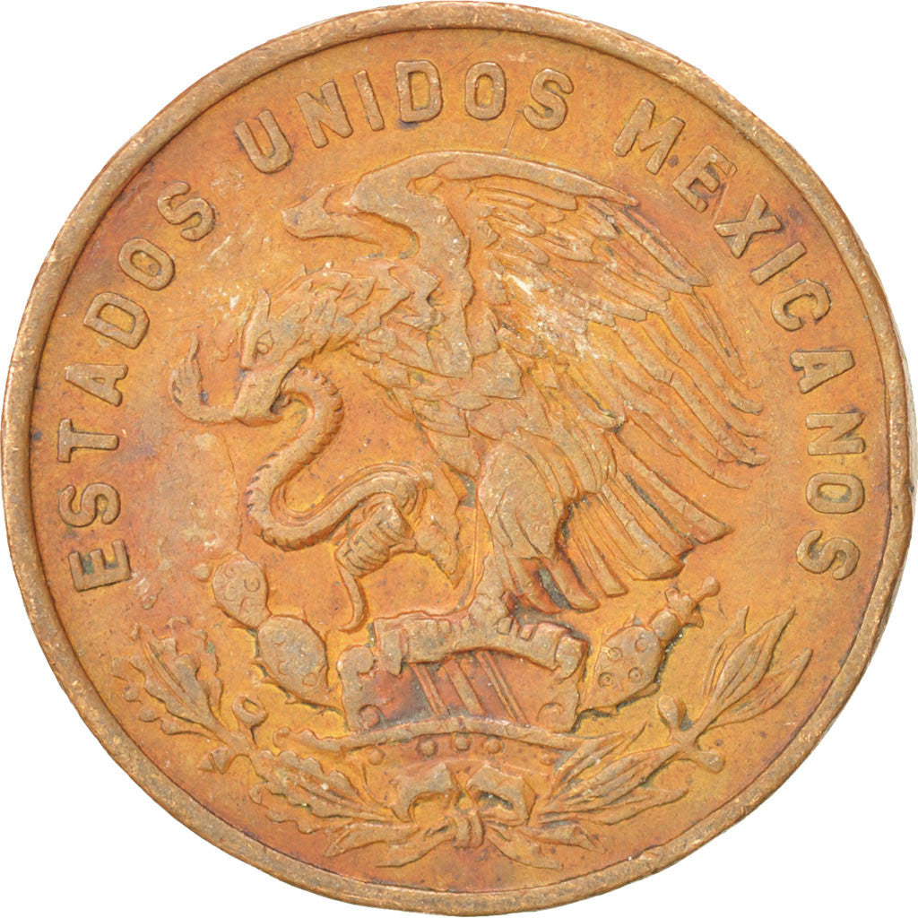 Moneda, México, 20 Centavos, 1969, MBC, Bronce, KM:440
