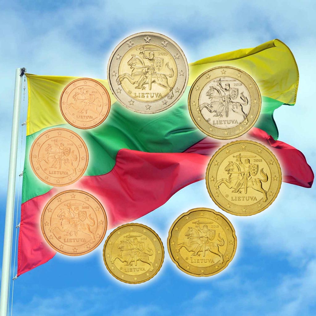 Lituanie, 1 Cent to 2 Euro, 2015, FDC