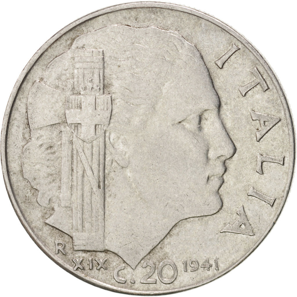 Coin, Italy, Vittorio Emanuele III, 20 Centesimi, 1941, AU(55-58), Stainless