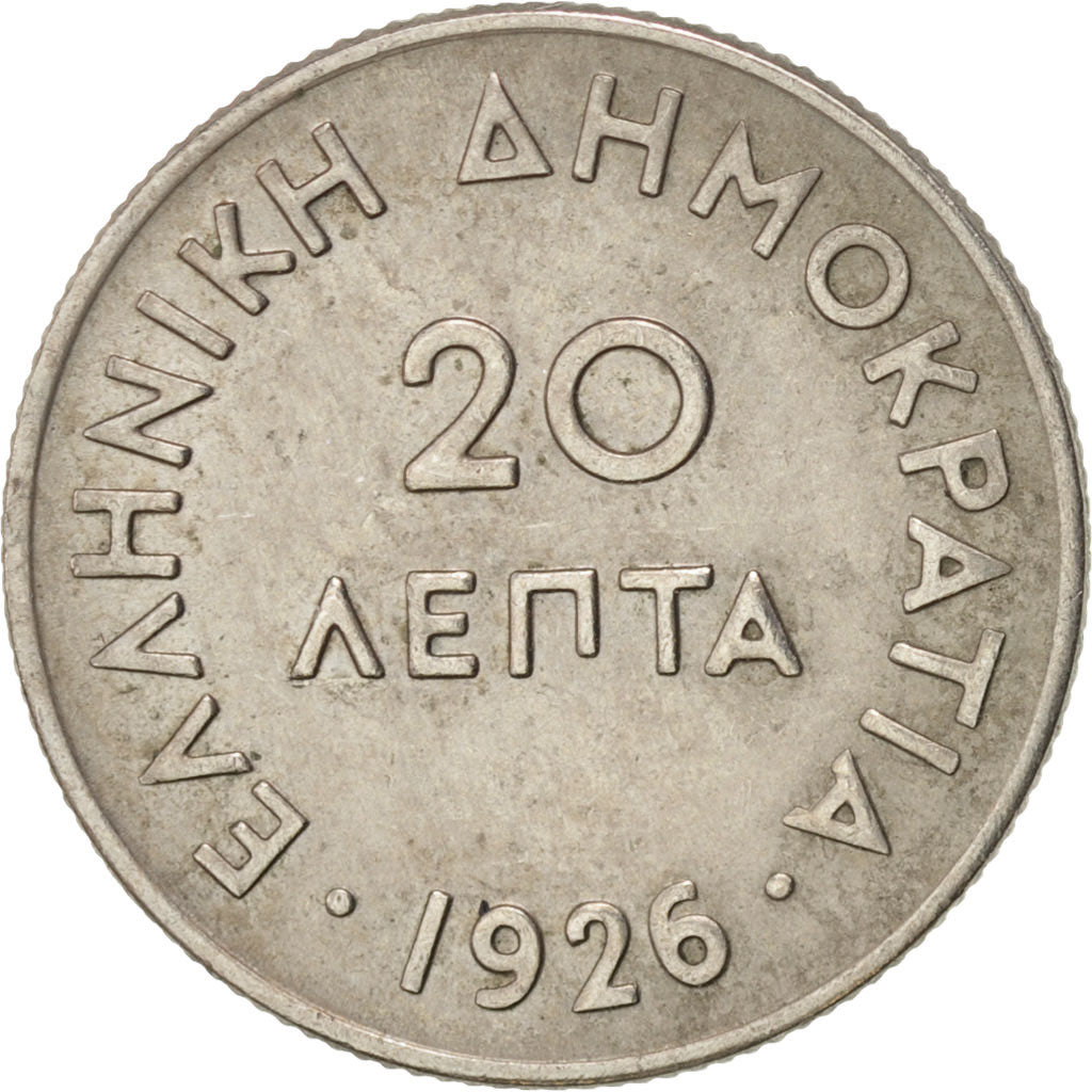 Coin, Greece, 20 Lepta, 1926, AU(55-58), Copper-nickel, KM:67