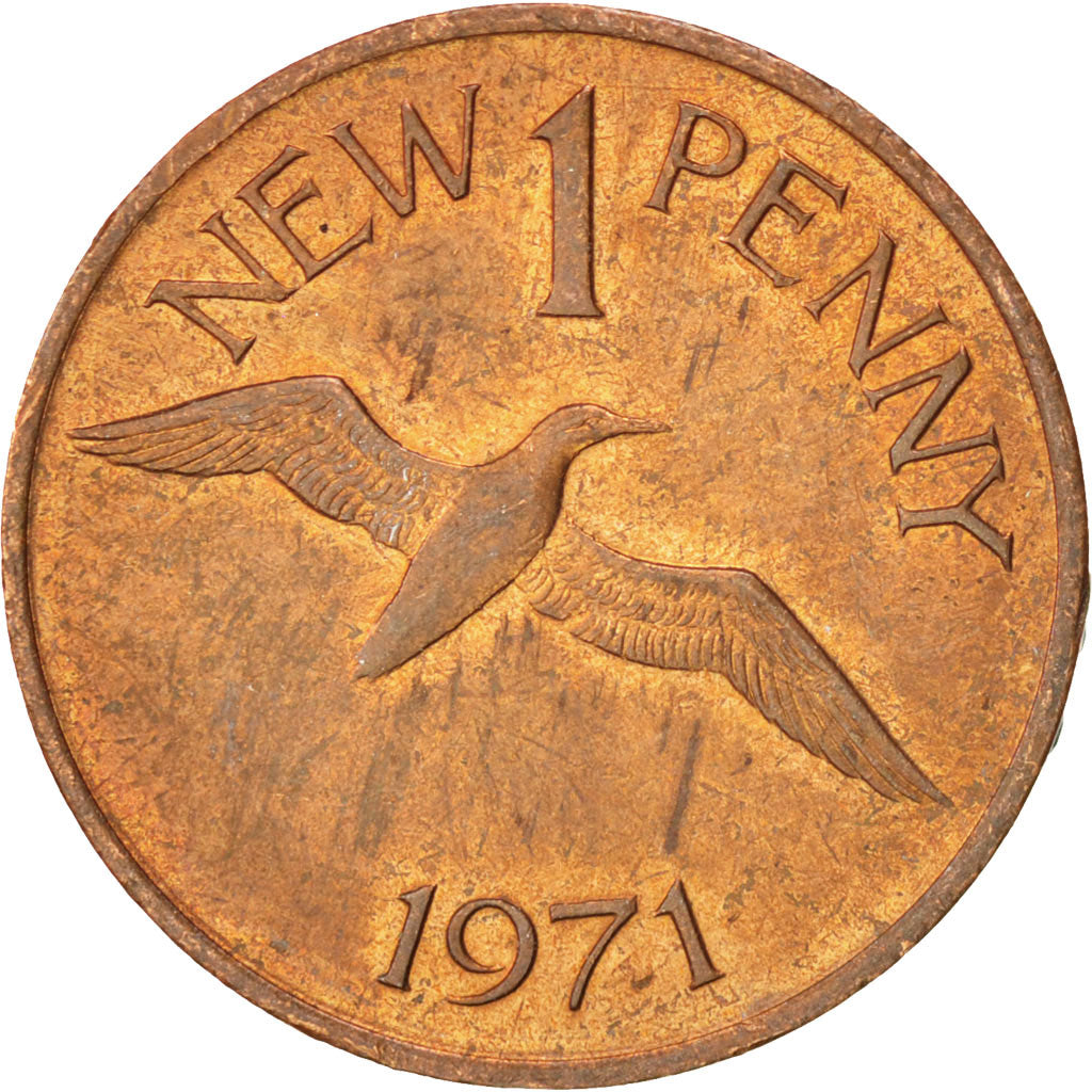 Coin, Guernsey, Elizabeth II, New Penny, 1971, AU(55-58), Bronze, KM:21