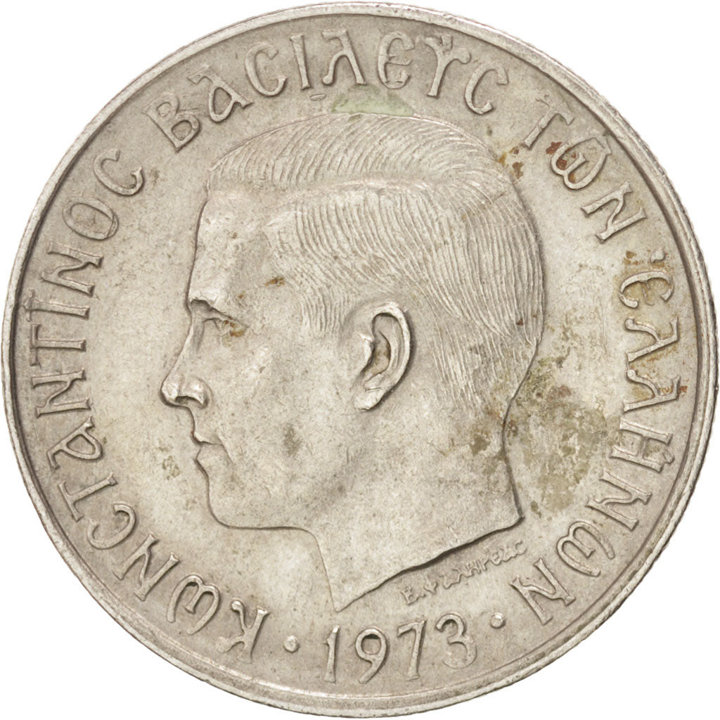 Coin, Greece, Constantine II, Drachma, 1973, EF(40-45), Copper-nickel, KM:98