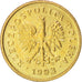 Coin, Poland, Grosz, 1993, MS(60-62), Brass, KM:276