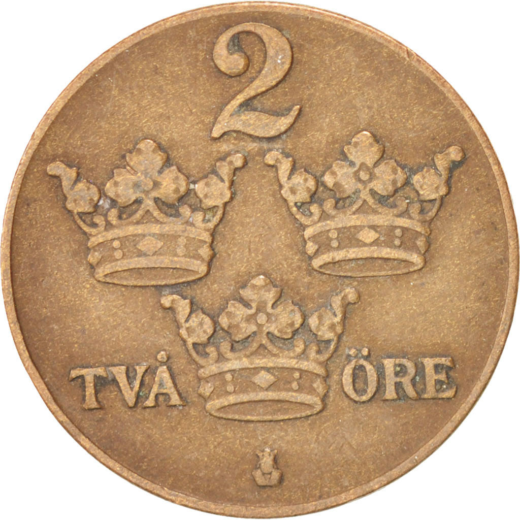 Moneta, Svezia, Gustaf V, 2 Öre, 1931, BB, Bronzo, KM:778