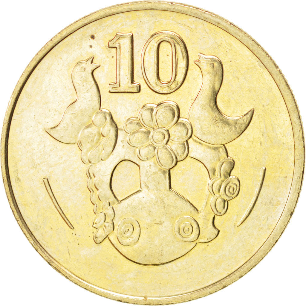 Coin, Cyprus, 10 Cents, 1994, MS(63), Nickel-brass, KM:56.3
