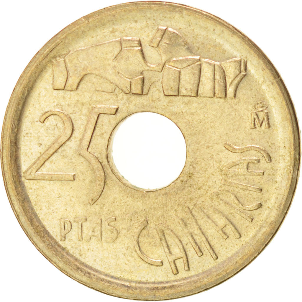 Coin, Spain, Juan Carlos I, 25 Pesetas, 1994, AU(55-58), Aluminum-Bronze, KM:933