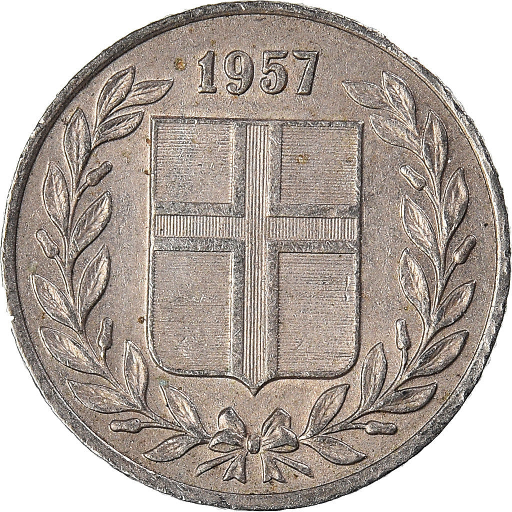 Münze, Iceland, 25 Aurar, 1957
