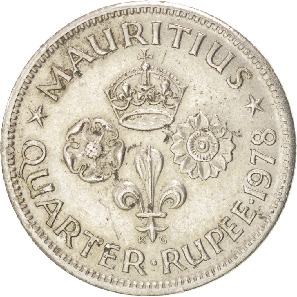 Coin, Mauritius, Elizabeth II, 1/4 Rupee, 1978, EF(40-45), Copper-nickel, KM:36