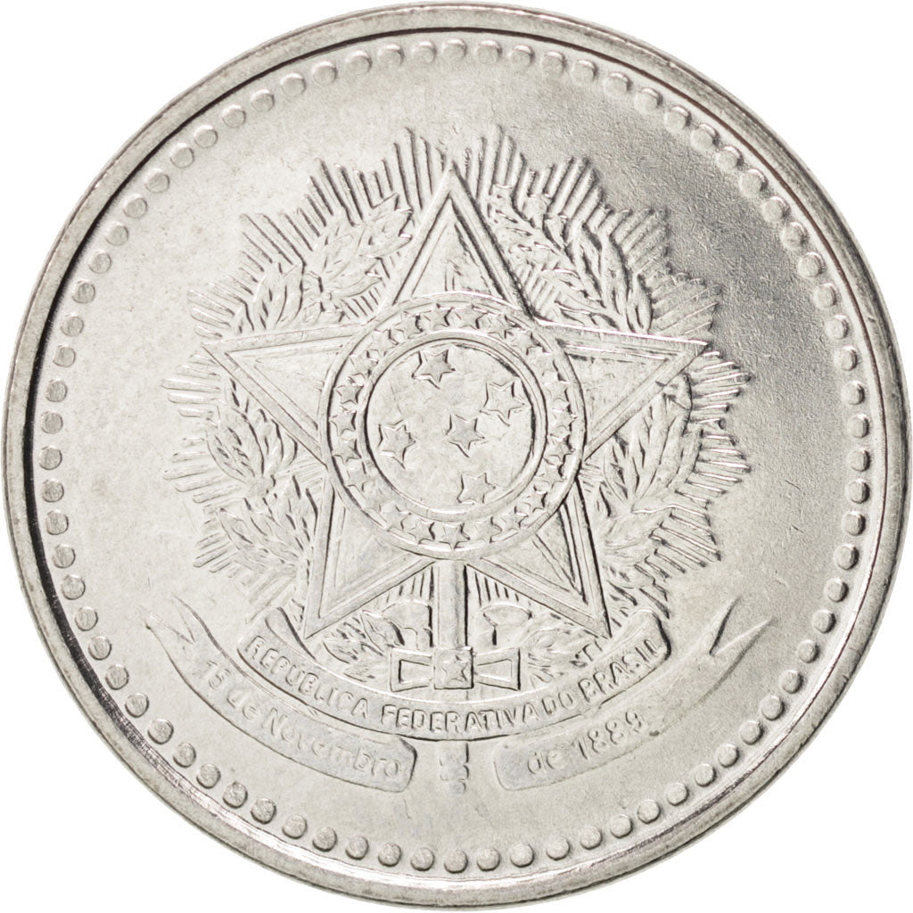 Coin, Brazil, 50 Centavos, 1988, MS(63), Stainless Steel, KM:604