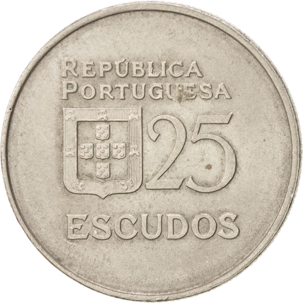 Coin, Portugal, 25 Escudos, 1982, EF(40-45), Copper-nickel, KM:607a