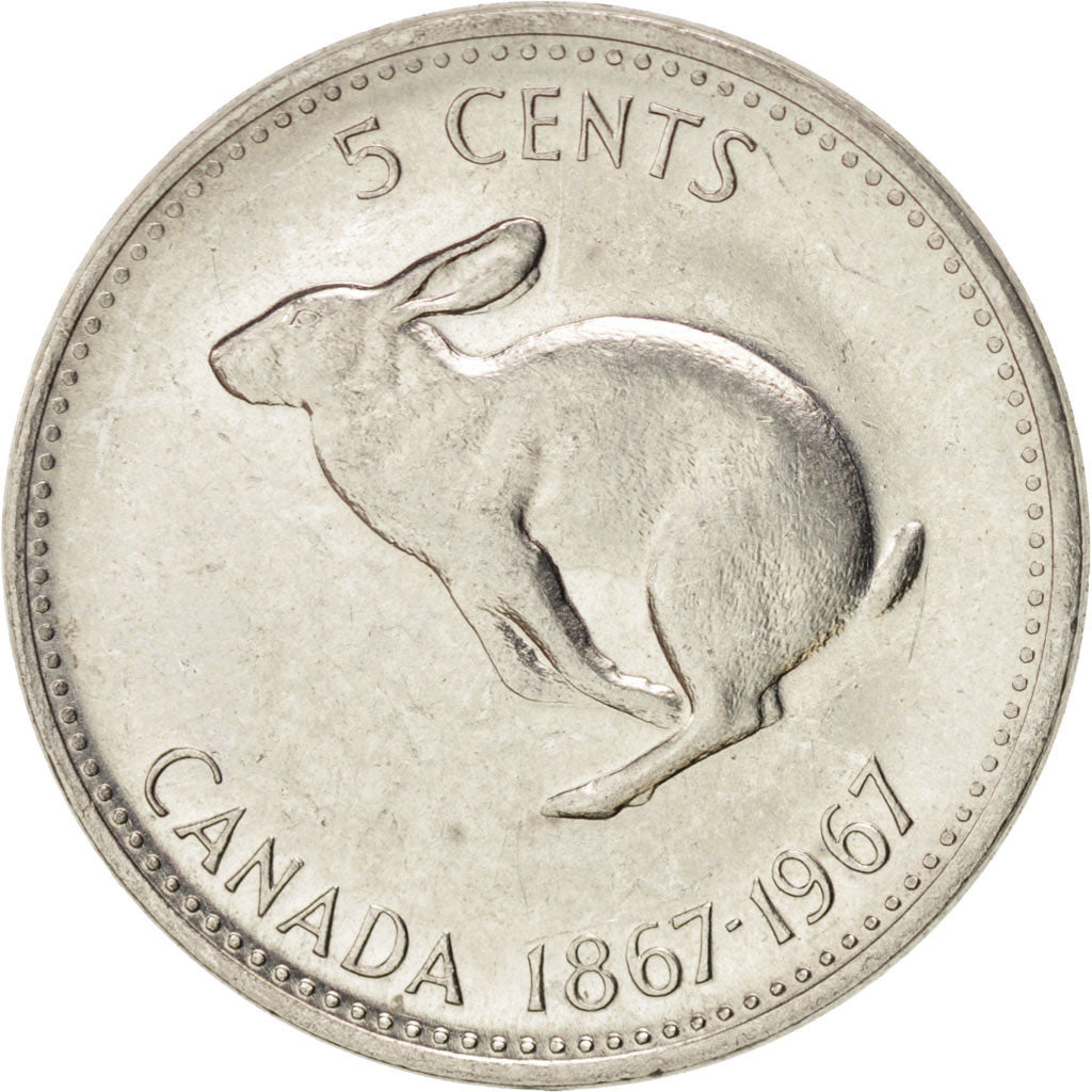Coin, Canada, Elizabeth II, 5 Cents, 1967, Ottawa, MS(63), Nickel, KM:66