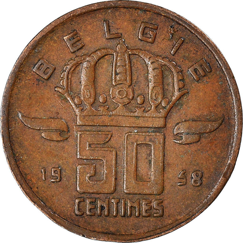 Munten, België, 50 Centimes, 1958
