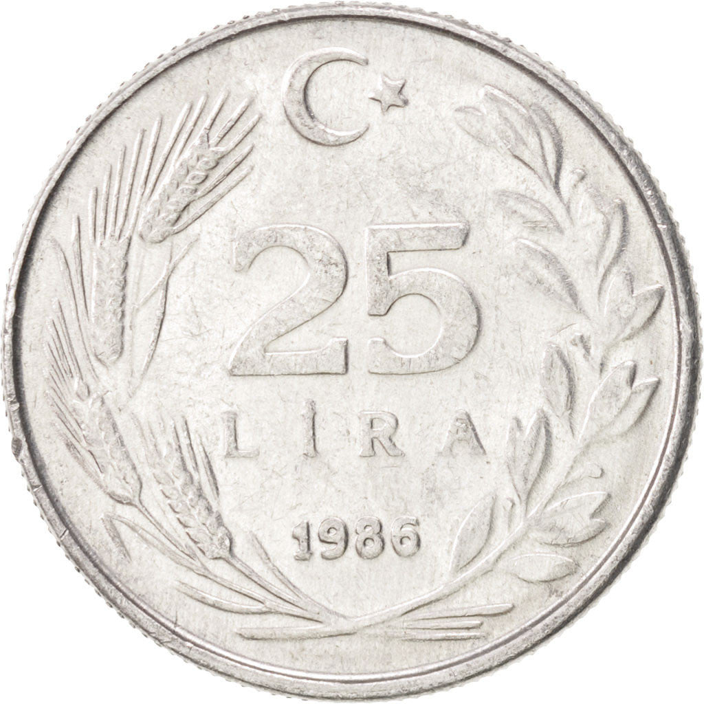Moneta, Turchia, 25 Lira, 1986, SPL-, Alluminio, KM:975